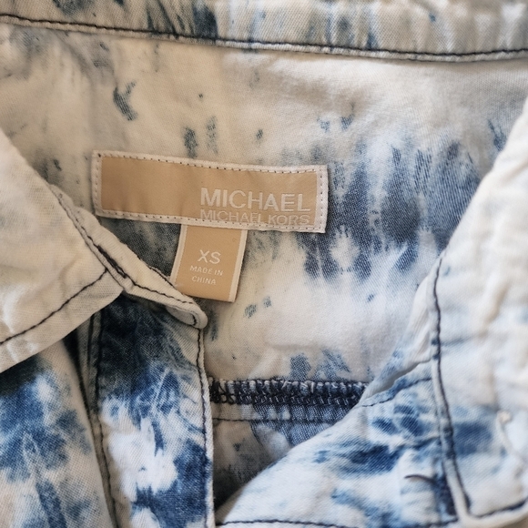 Michael Kors acid wash collared button front sleeveless romper size XS - Picture 5 of 6